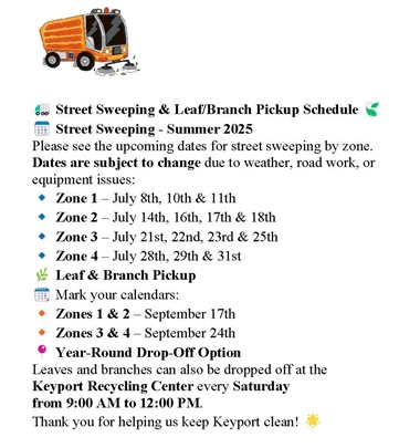 Street Sweeping & Leaf/Branch Pickup Schedule